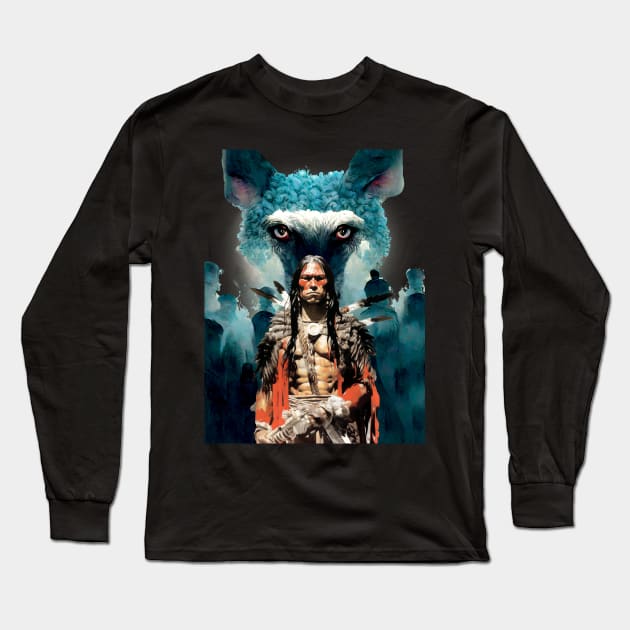 National Native American Heritage Month: "The Strength of the Wolf is the Pack, and the Strength of the Pack is the Wolf" Osage Nation Proverb on a dark (Knocked Out) background Long Sleeve T-Shirt by Puff Sumo